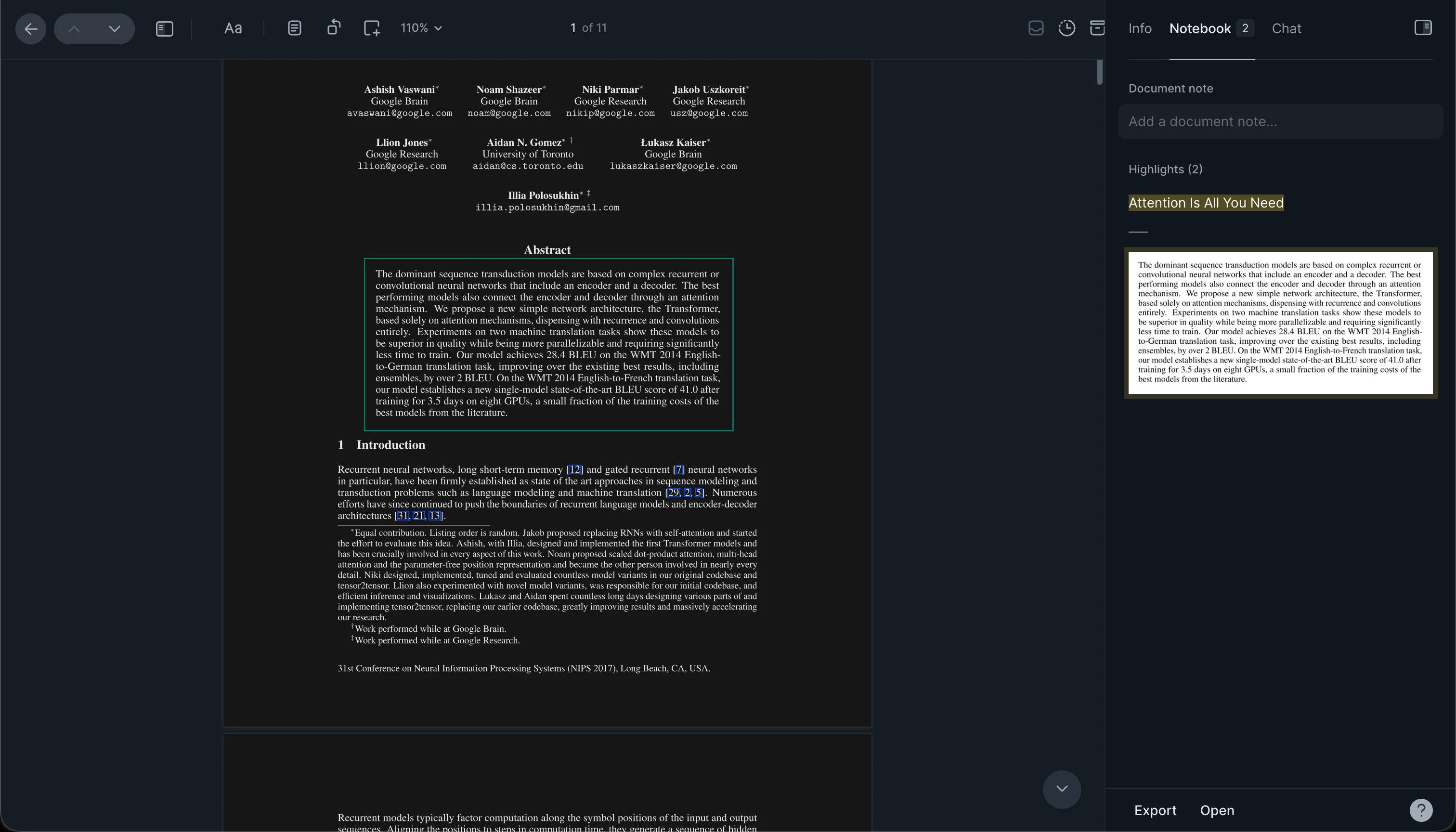 Readwise Reader PDF annotation view with rectangle annotation and notebook sidebar. Readwise Reader supports basic PDF annotations through text selection and rectangles.